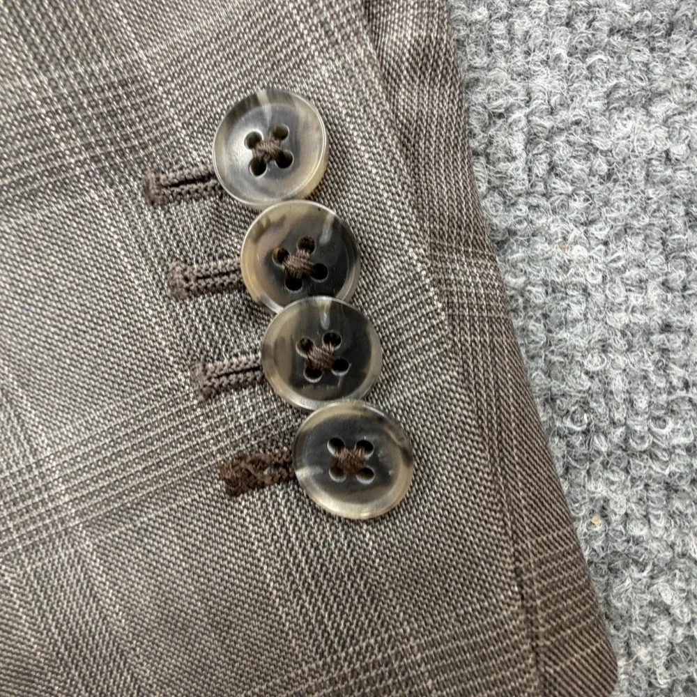 Jos A Bank‎ Reserve Ermenegildo Zegna Wool Suit 42L 36L Brown Plaid Mens